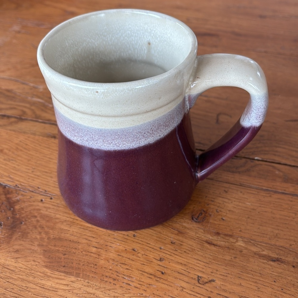 Shoe Goddess Century Stoneware Mug Maroon Cream Pottery Coffee Cup Plum - Picture 5 of 9